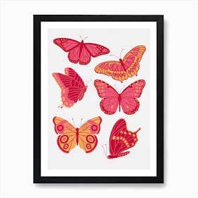 Texas Butterflies   Pink And Orange Art Print