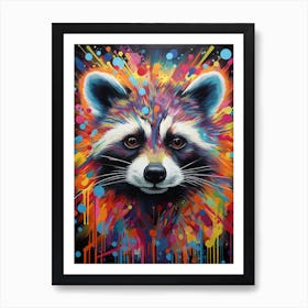 A Tanezumi Raccoon Vibrant Paint Splash 1 Art Print