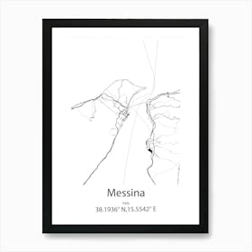 Messina,Italy Minimalist Map Póster