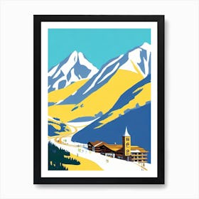 Andermatt 2, Switzerland Midcentury Vintage Skiing Poster Art Print