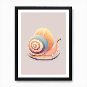 Snail Looking At A Snail Illustration Art Print