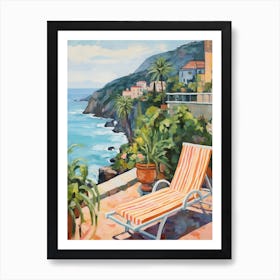 Sun Lounger By The Pool In Cinque Terre Italy 2 Art Print