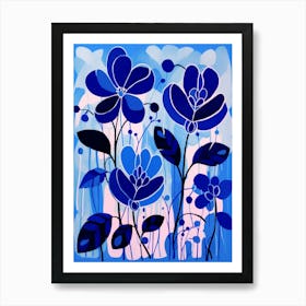 Blue Flower Illustration Bleeding Heart Dicentra 3 Art Print