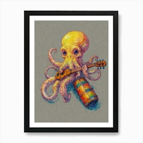 Octopus Playing Guitar 2 Art Print