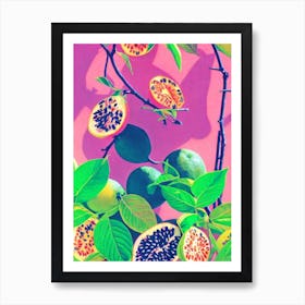 Passionfruit Risograph Retro Poster Fruit Art Print