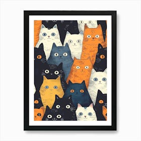 Perfectly Repeatable Artwork With Cute Cat Faces 27 Art Print