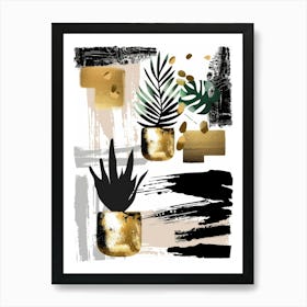 Gold And Black Abstract Painting 35 Art Print