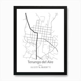 Tenango Del Aire,Mexico Minimalist Map Art Print