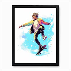 Skateboarding In Melbourne, Australia Gradient Illustration 4 Art Print