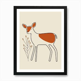 Deer - Boho, Line Art 15 Art Print