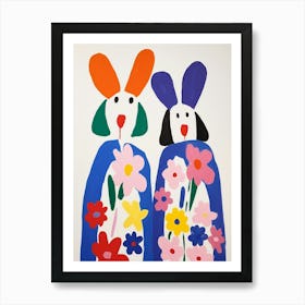 Colourful Kids Animal Art Rabbit Art Print