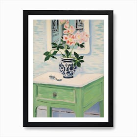 Bathroom Vanity Painting With A Hellebore Bouquet 2 Art Print