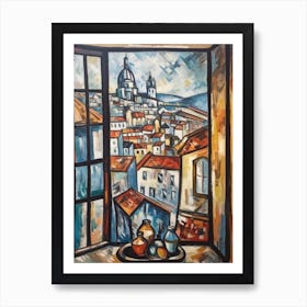 Window View Of Prague Of In The Style Of Cubism 3 Art Print