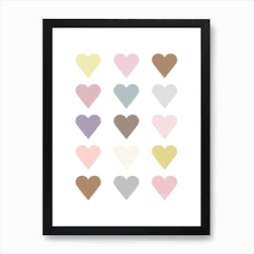 Pastel Hearts Art Print