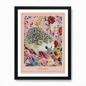 Floral Animal Painting Hedgehog 8 Poster Art Print