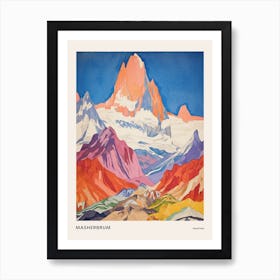 Masherbrum Pakistan 2 Colourful Mountain Illustration Poster Art Print