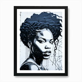 Graffiti Mural Of Beautiful Black Woman 82 Art Print