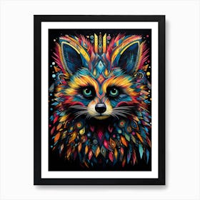 A Tanezumi Raccoon Vibrant Paint Splash 4 Art Print