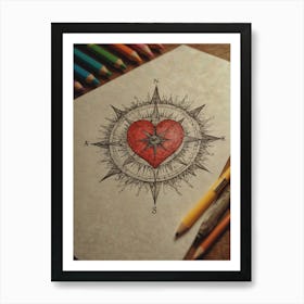 Heart Compass 12 Art Print