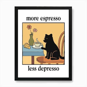 More Espresso Less Depresso Black Dog Print Retro Diner Poster Cartoon Dining Pasta Posters Italian Kitchen Poster