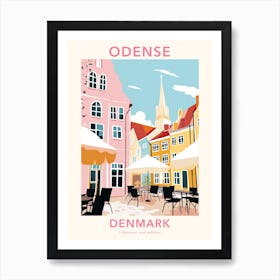 Odense, Denmark, Flat Pastels Tones Illustration 3 Poster Art Print