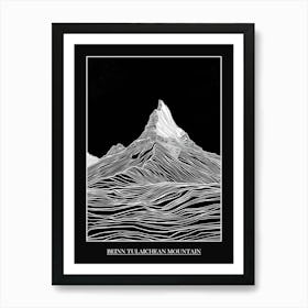 Beinn Tulaichean Mountain Line Drawing 6 Poster Art Print