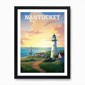 Nantucket Travel Lighthouse Coastal Art Print