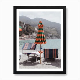 Positano Italy Vintage Umbrella Beach 3x4 Art Print