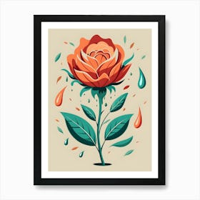 Rose With Rain Drops Art Print