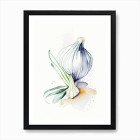 Garlic Herb Minimalist Watercolour 2 Art Print