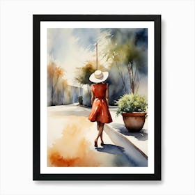 Woman In A Red Dress Art Print