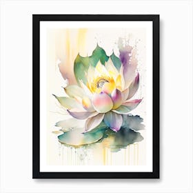 Lotus Flower, Buddhist Symbol Storybook Watercolour 1 Art Print