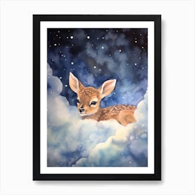 Baby Deer 4 Sleeping In The Clouds Art Print