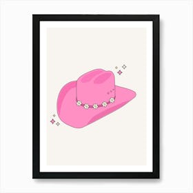 Cowboy Hat Pink Art Print