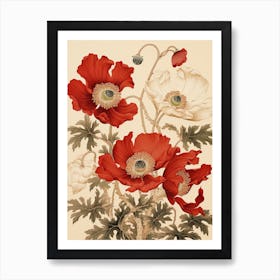 Japanese Anemone Victorian Style 1 Art Print