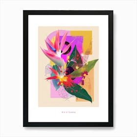 Bird Of Paradise 3 Neon Flower Collage Poster Art Print
