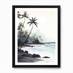 Watercolour Of Twai Anapanapa Black Sand Beach   Maui Hawaii Usa 1 Art Print