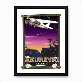 Akurueri Iceland Travel poster Art Print