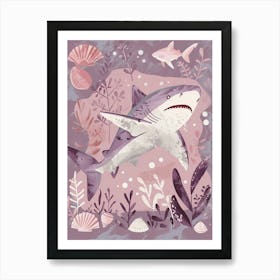 Purple Lemon Shark Illustration 1 Art Print