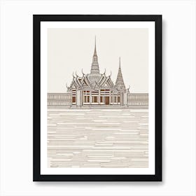 Grand Palace Bangkok Boho Landmark Illustration Art Print