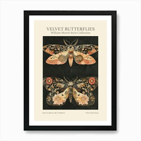Velvet Butterflies Collection Nocturnal Butterfly William Morris Style 8 Art Print