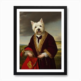 West Highland White Terrier Renaissance Portrait Oil Painting Art Print