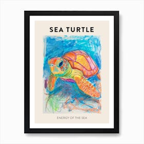 Sea Turtle Rainbow Abstract Scribble Poster 2 Art Print