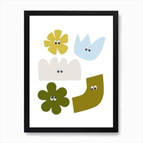 Friendly Shapes Olive Green Poster