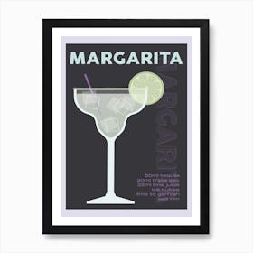 Grey Margarita Cocktail Art Print