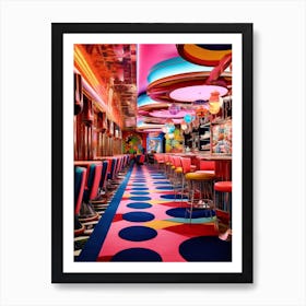 Retro Diner Colourful Futurism 2 Art Print