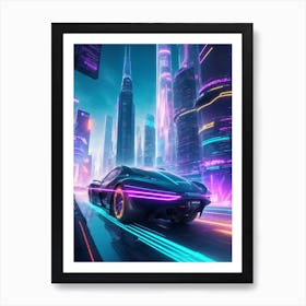 Futuristic Car In The City Art Print