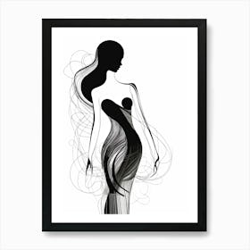 Line Art Woman Body 2 Art Print