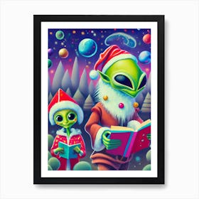 Alien Child Sing Christmas Carols Art Print