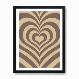 Brown Retro Heart Art Print